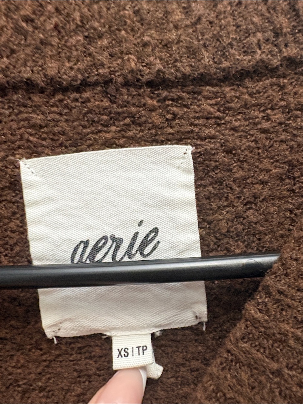 Aerie Brown Bouclé Crewneck Sweater XS Oversized Soft Cozy Drop Shoulder - Picture 4 of 6